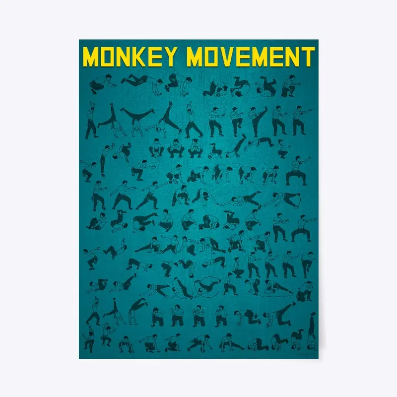 Monkey Movement Poster - Blue